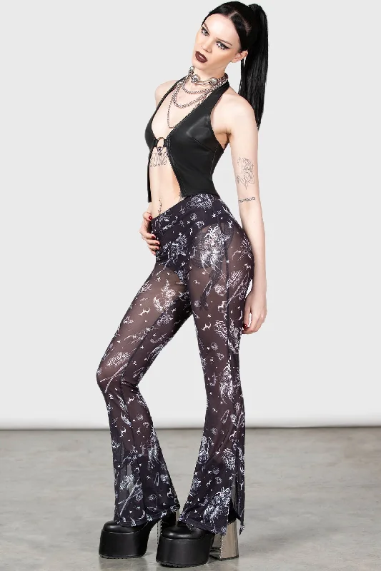 Flowy Fabric Dazed Skull Flares