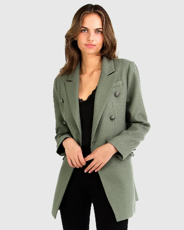 Wardrobe Update Princess Polina Textured Weave Blazer - Military