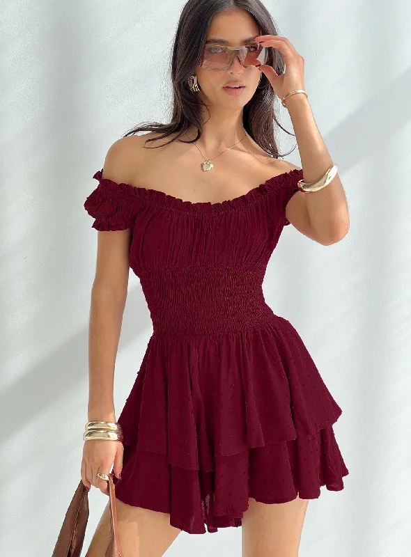 Season Sale The Love Galore Romper Deep Cherry