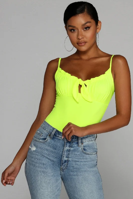 Chic Wardrobe Essentials Gorgeous Glow Ruffle Bodysuit