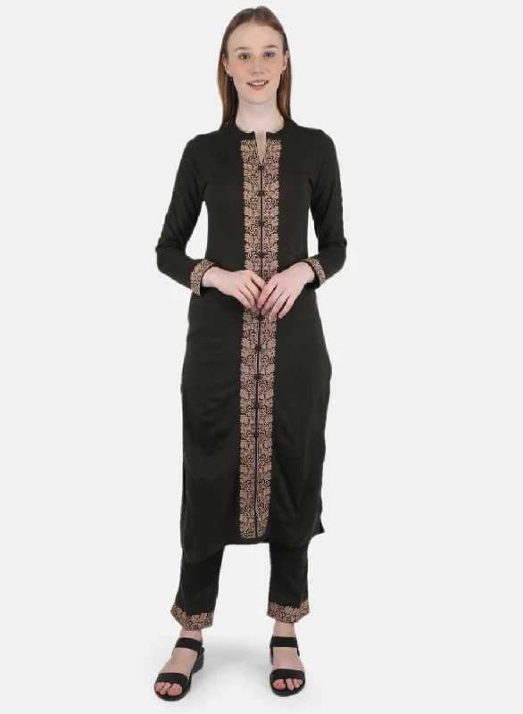 Trend Forward Threads For Her Women Green Kurti+Lower Set for Winter
