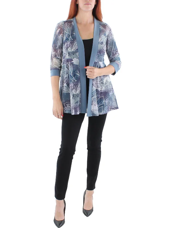 Limited Time Petites Womens Mesh Printed Duster Blazer