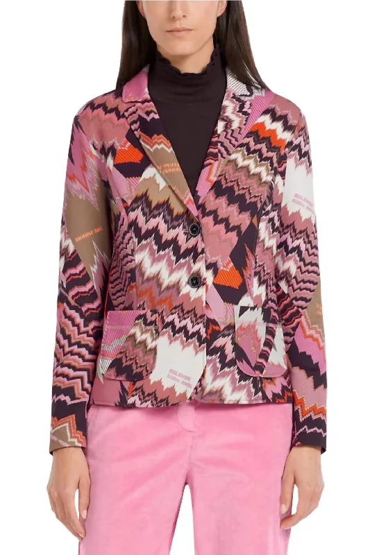 Versatile Wardrobe Essentials Sports Print Jacket In Orchid Pink, Black