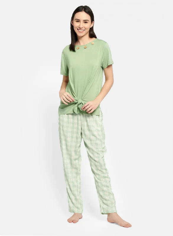 Redefining Women's Style Womens Green & Cream Plain Coordinate Set