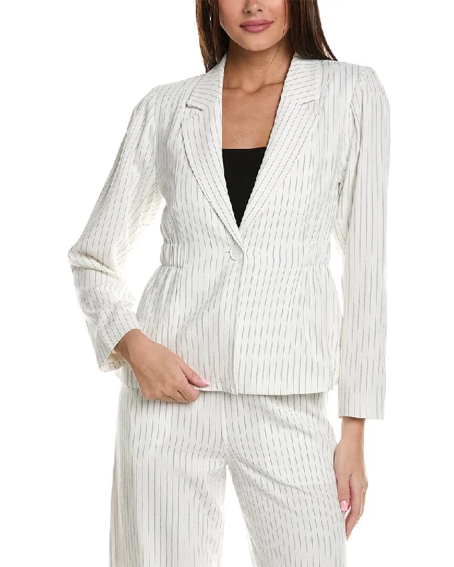 First Order Discount Crystal Kobe Pinstripe Linen-Blend Jacket