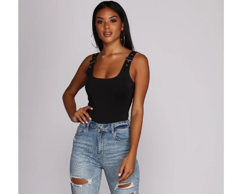 Cool Prices Buckle Down Sleeveless Bodysuit