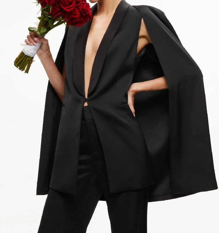 Forward Trendsetter Merrie Shawl Collar Cape Vest In Black