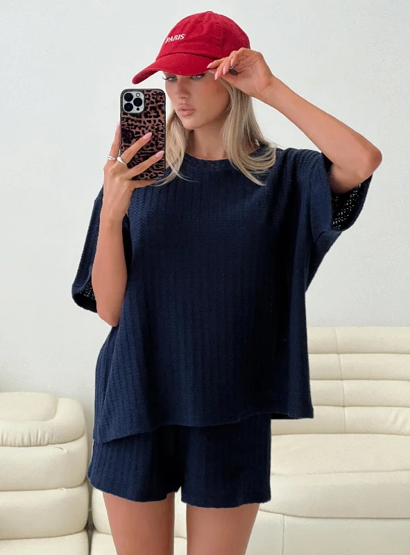 Effortless Sophistication Cammie Knit Set Navy