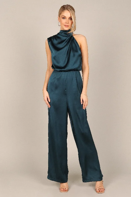 Big Savings On Minimalist Office Styles Savannah One Shoulder Jumpsuit - Teal