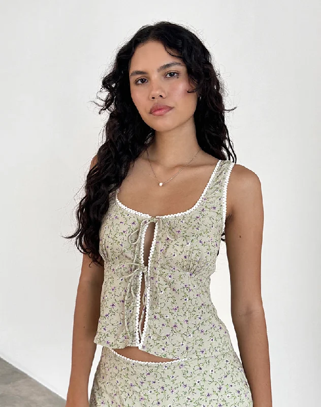 Alluring Design Esau Tie Front Top in Parma Violet