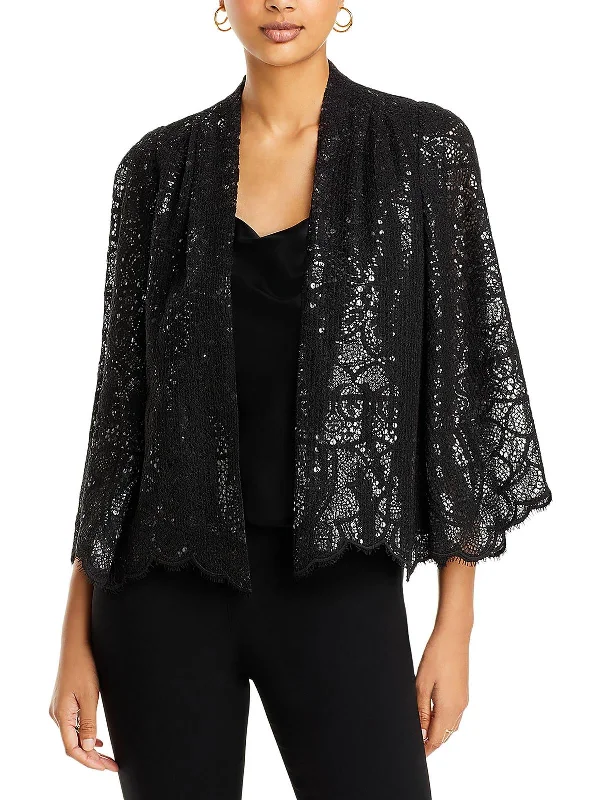 Effortless Style, Endless Impact Delilah Womens Lace Sequined Open-Front Blazer
