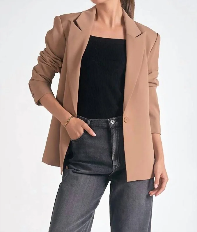 Trend Driven Wardrobe Wide Lapel Blazer In Tan