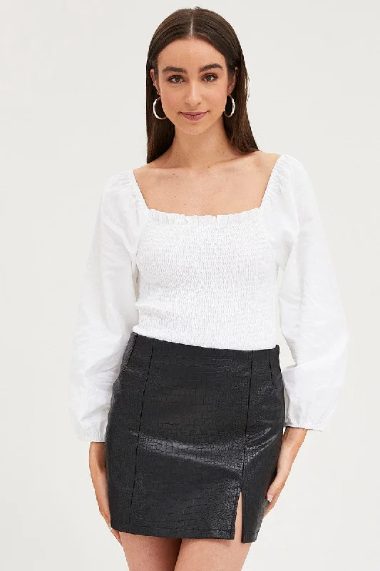 Final Sale White Bodysuit Top Long Sleeve