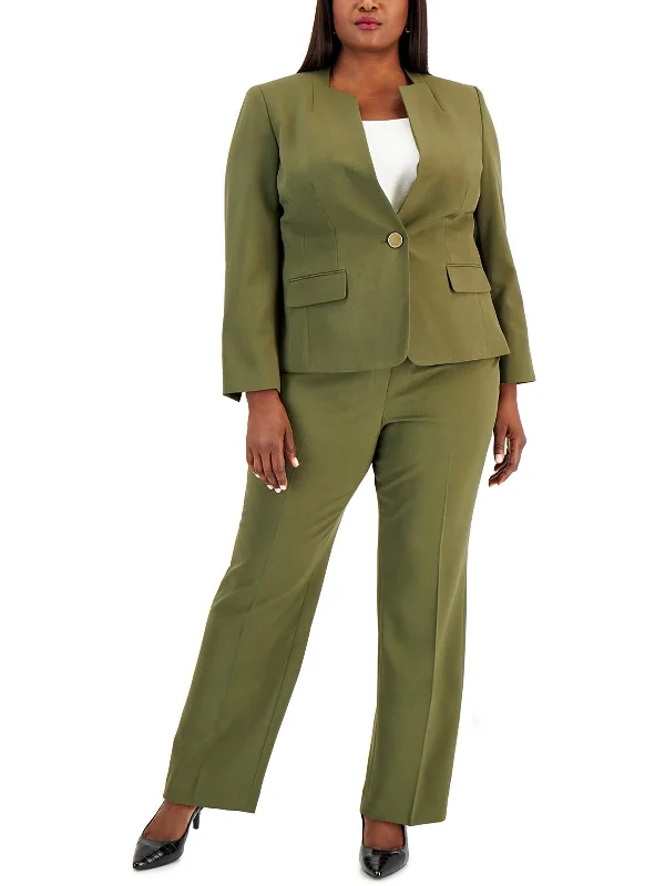 Comfort First Women's Fashion Plus Womens Collarless Professional One-Button Blazer