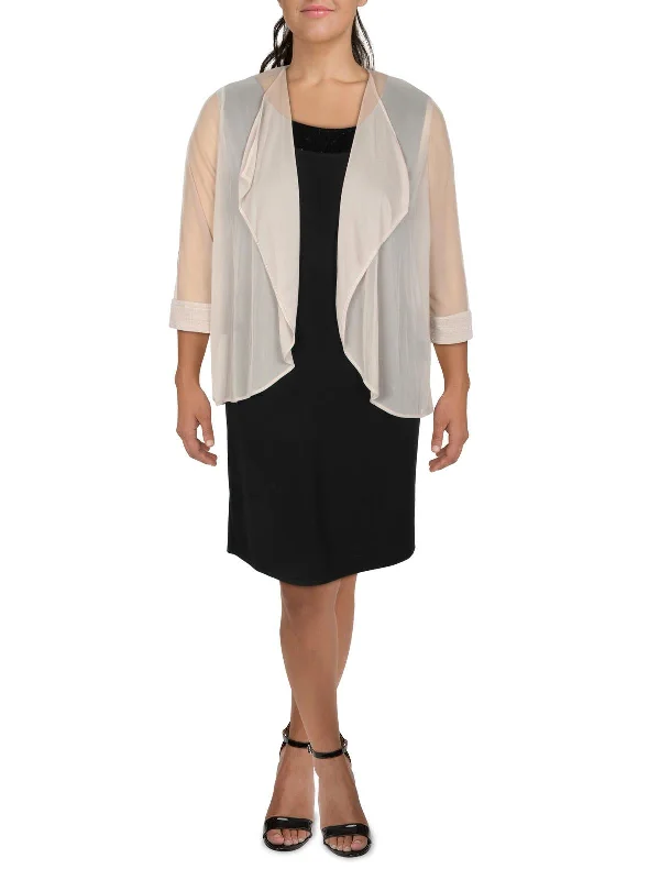 Weekend Exclusive Womens Contrast Trim Sheer Duster Blazer