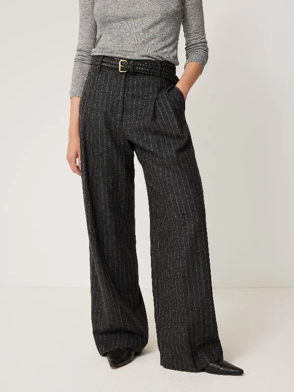 Chic Wardrobe Essentials Italian Wool Kemp Pinstripe Trouser | Grey