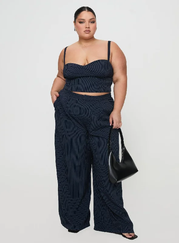 Luxury Comfort Briana Set Navy Pinstripe Curve