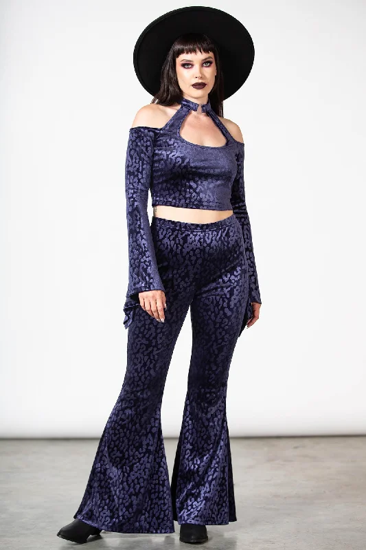Floral Style Felinology Crop Top [PLUM]