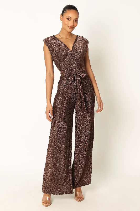 Chic And Edgy Nora Wide Leg Jumpsuit - Chocolate