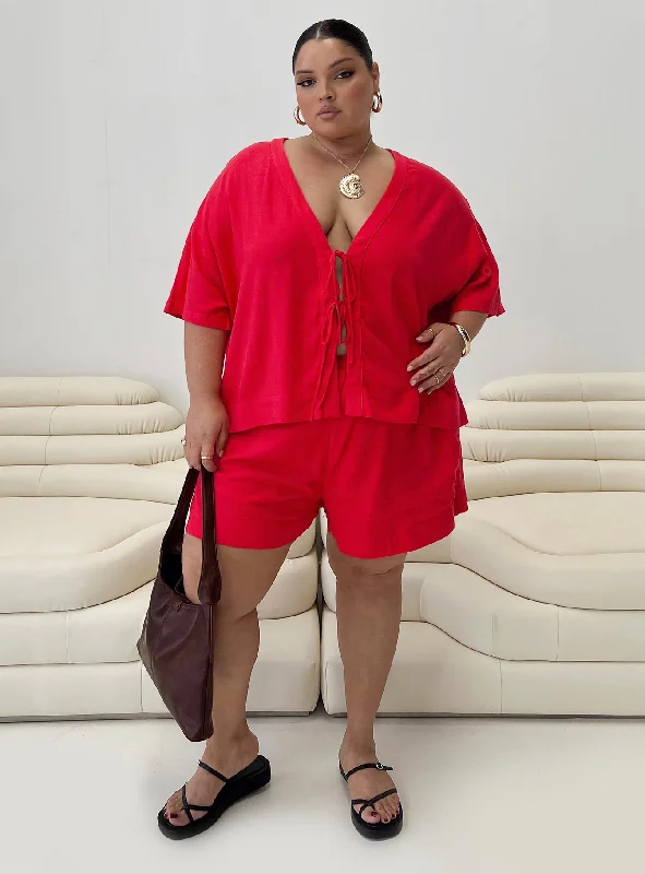 Vintage Retro Party Wear Illumine Set Red Curve