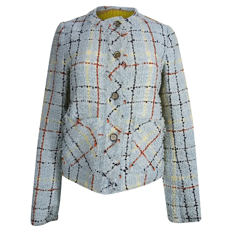 Chic And Trendy Marni Checkered Button-Down Jacket in Multicolor Cotton Tweed
