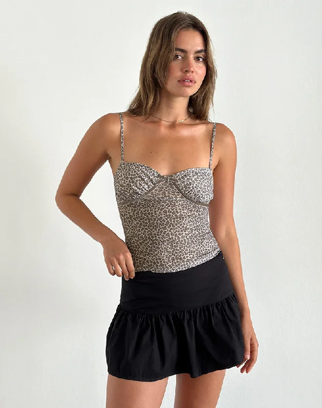 Rustic Countryside Charm Look Jarita Cami Top in Dainty Leopard Light Brown