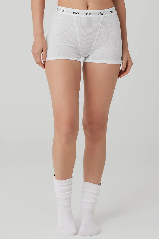 Style Streetwear Icon Ribbed Boyshort - White