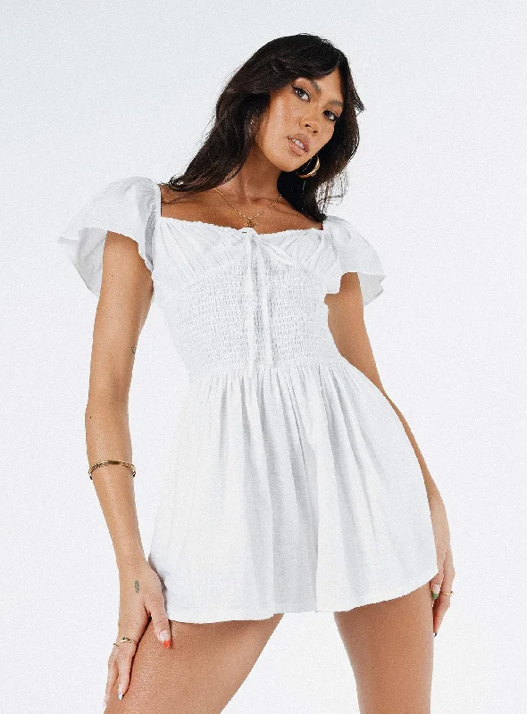 Limited Time Offer Front Row Romper Plain White