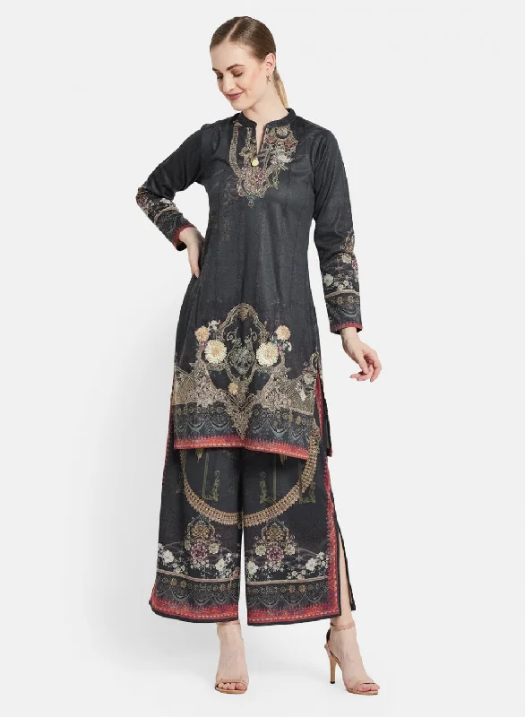Get The Latest Trends Women Grey Kurti+Lower Set for Winter