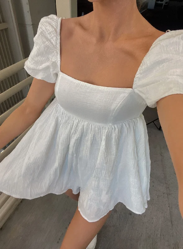 Trendy Women's Collection Lorna Romper White
