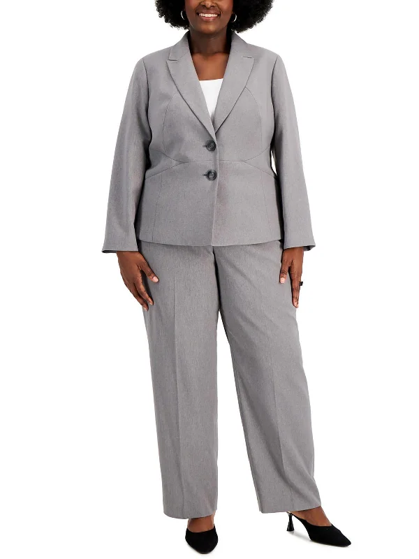 Trend Setting Wardrobe Plus Womens Solid Polyester Two-Button Blazer