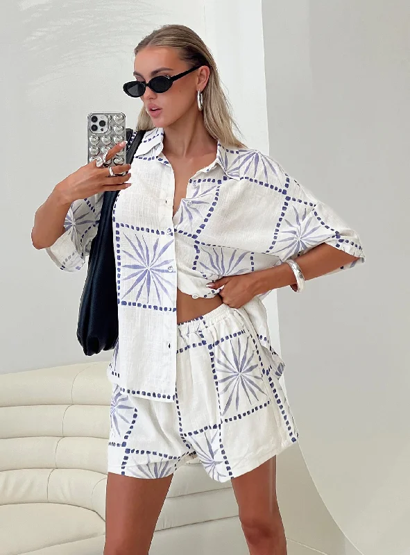 Parisian Effortless Chic Style Star Star Set White / Blue