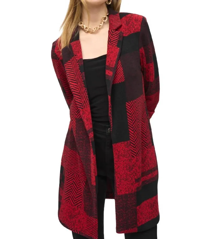 Wardrobe Essentials Business Notched Collar Blazer In Black/red