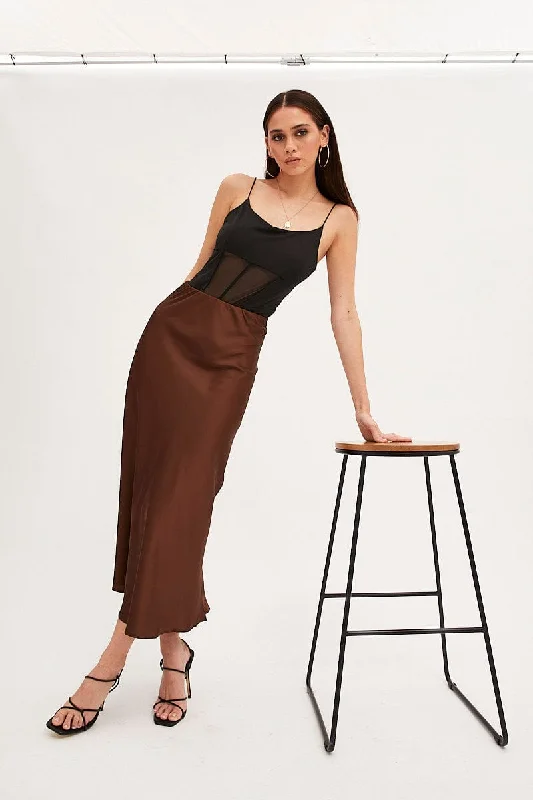 Attire Sale Black Bodysuit Sleeveless Scoop Neck Waist Detail