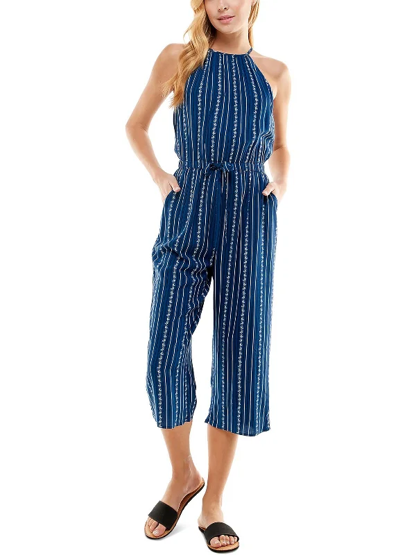 Big Savings Womens Striped Tie Waist Jumpsuit