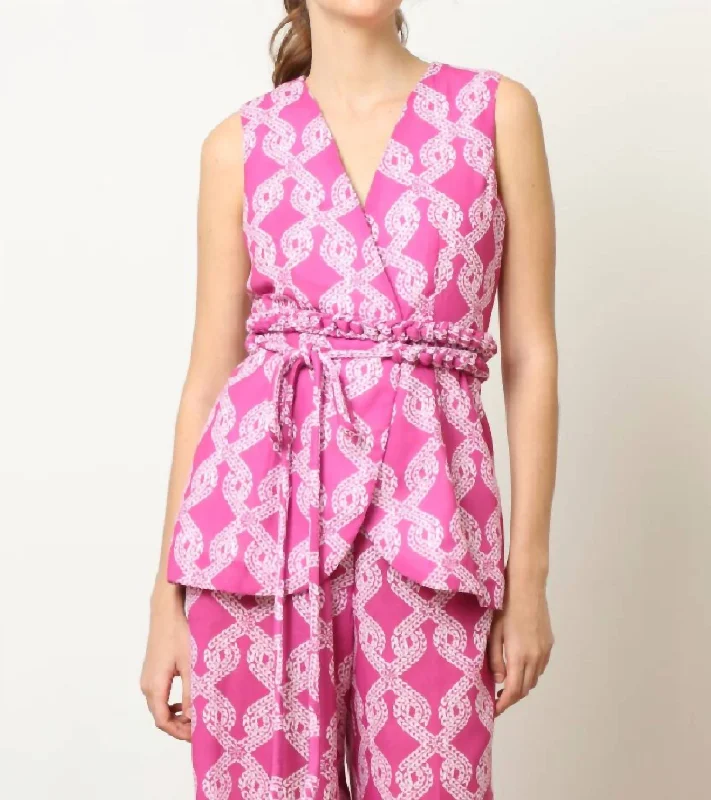 Attire Sale Sleeveless Blazer In Knots Magenta