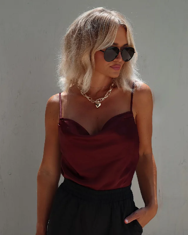 Chic & Cozy Collection Evaluna Satin Cowl Neck Bodysuit