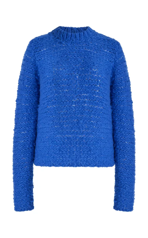 Chic Styles Durand Knit Sweater in Sapphire Welfat Cashmere