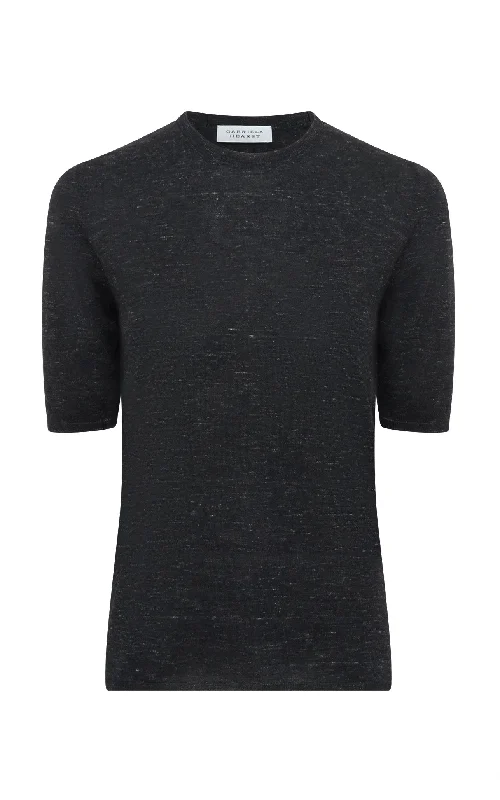 Flash Sale Now Chryse Knit T-Shirt in Black Cashmere Silk with Hemp