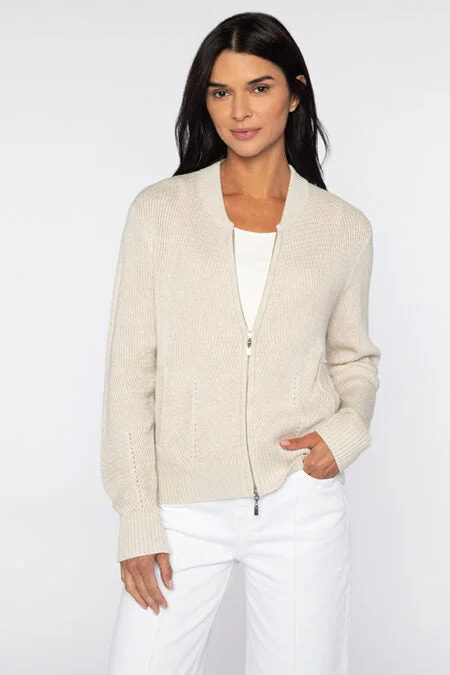 Save Big Kinross Cashmere Zip Baseball Cardigan
