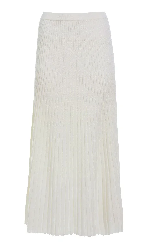 Limited Stock Aurora Knit Maxi Skirt in Ivory Merino Wool
