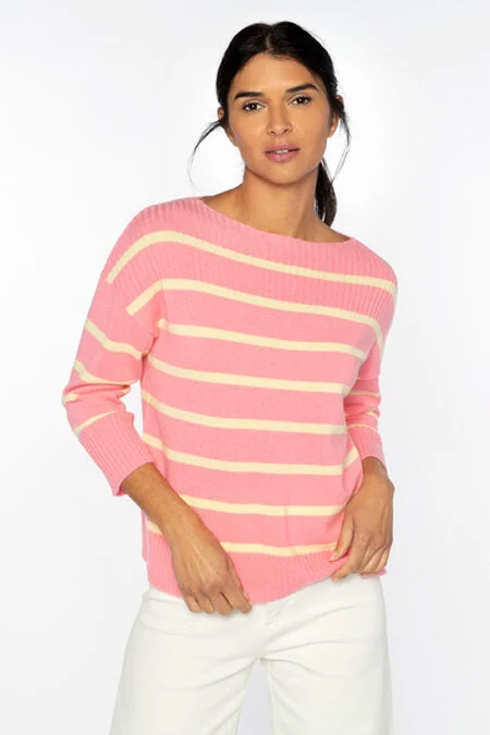 Everyday Basics Kinross Cashmere Rib Yoke Stripe Pullover