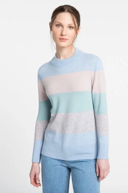Shop Sales Kinross Cashmere Wide Stripe Crew Pullover