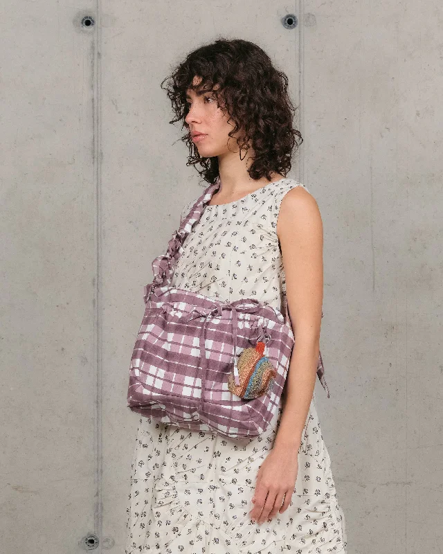Fashion Forward Medium Drawstring Port-All - Purple Check