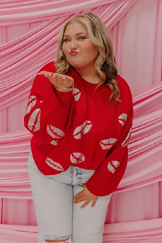 Low Price Special Exclusive Clothing Discounts – Upgrade Your Wardrobe For Less Sending Kisses Knit Sweater in Red Curves