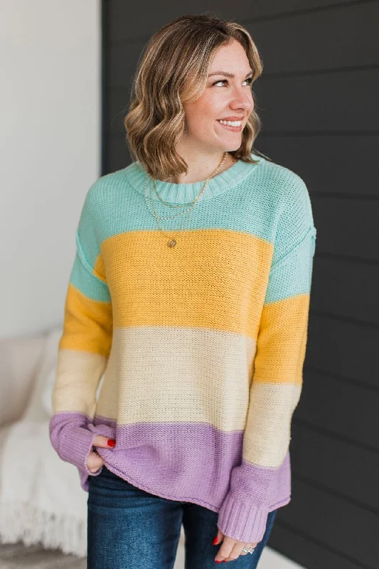Gorgeous Glamour Collection Never Stray Away Color Block Sweater- Multi-Color