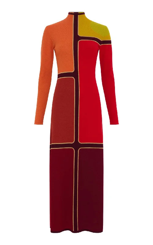 Evening Elegance Apollonis Knit Maxi Dress in Multi Merino Wool Cashmere