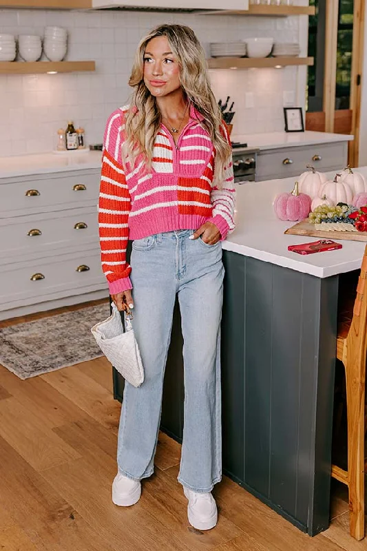 Trend Driven Wardrobe Fashionable Women's Outfit Snuggles And S'mores Knit Sweater in Pink