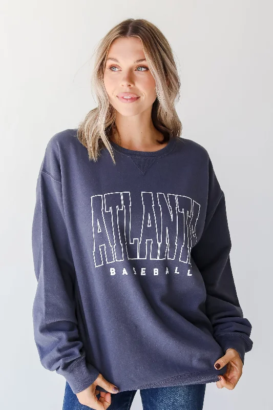 Graceful Drape Denim Atlanta Baseball Sweatshirt