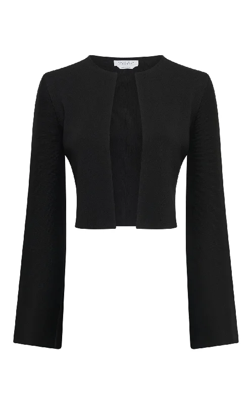 Trendy Aesthetics Antheia Cropped Knit Jacket in Black Silk